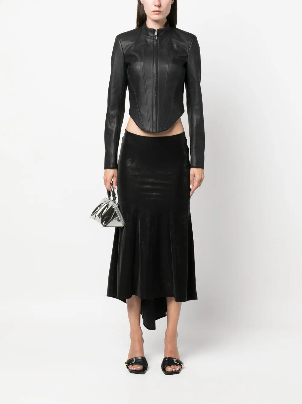 Corset Faux-Leather Biker Jacket