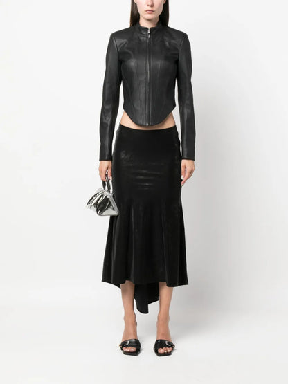 Corset Faux-Leather Biker Jacket