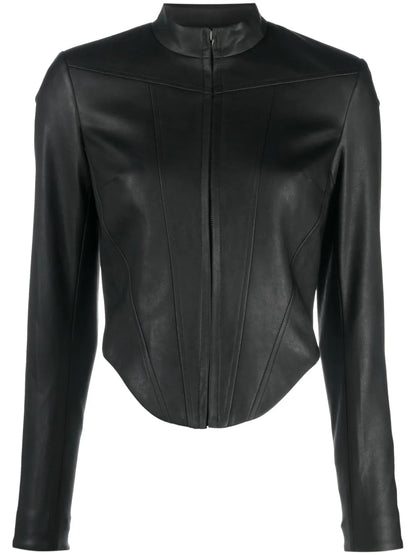 Corset Faux-Leather Biker Jacket