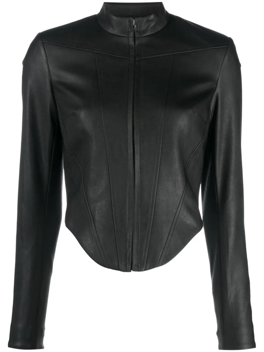 Corset Faux-Leather Biker Jacket