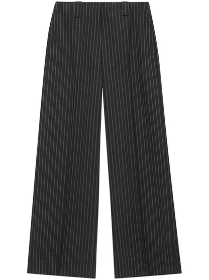 Pinstripe-Pattern Wide-Leg Trousers