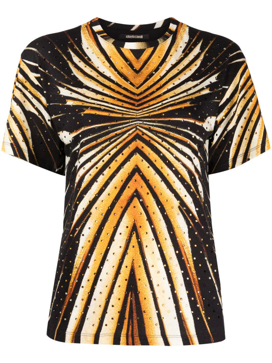Geometric-Print Crystal-Embellished T-Shirt