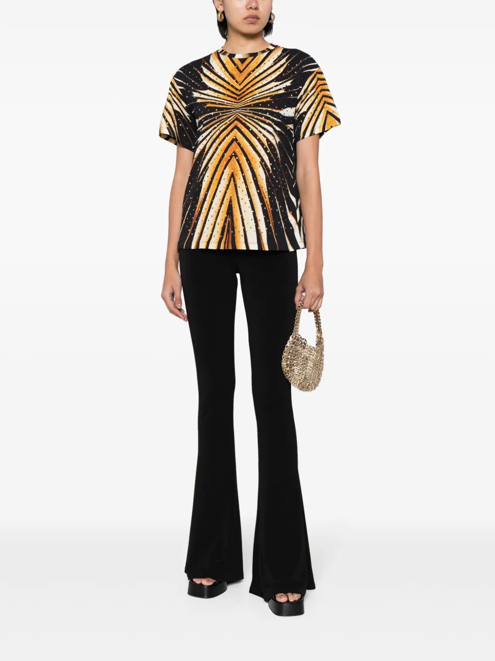 Geometric-Print Crystal-Embellished T-Shirt