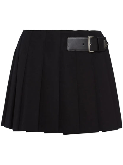 Pleated Gabardine Miniskirt