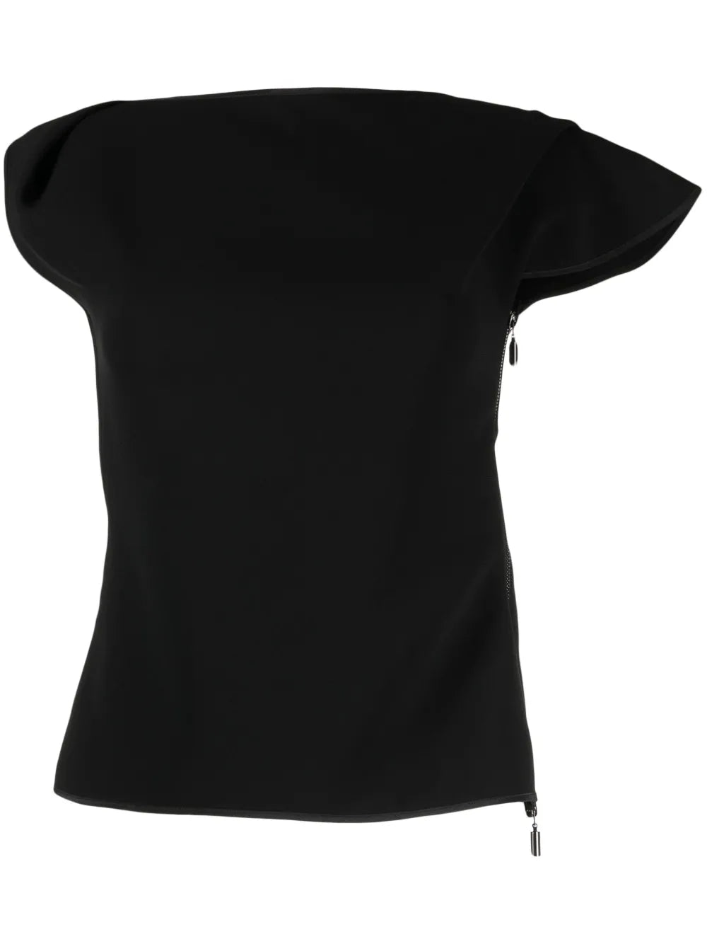 Asymmetric Cap-Sleeved T-Shirt