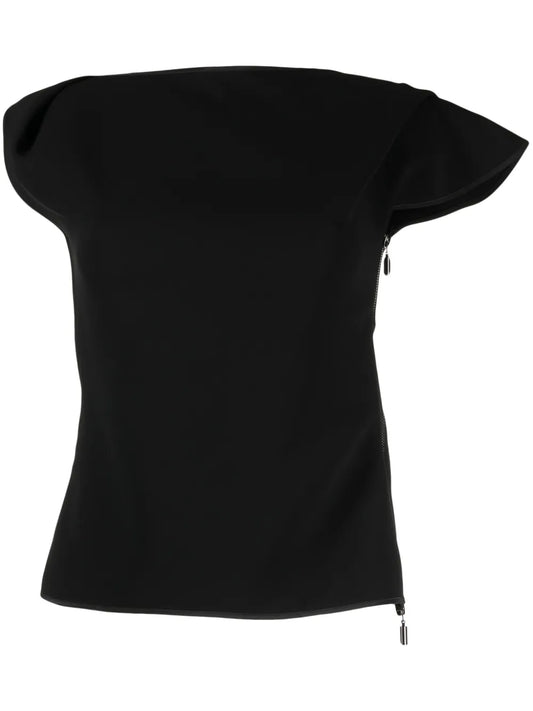 Asymmetric Cap-Sleeved T-Shirt