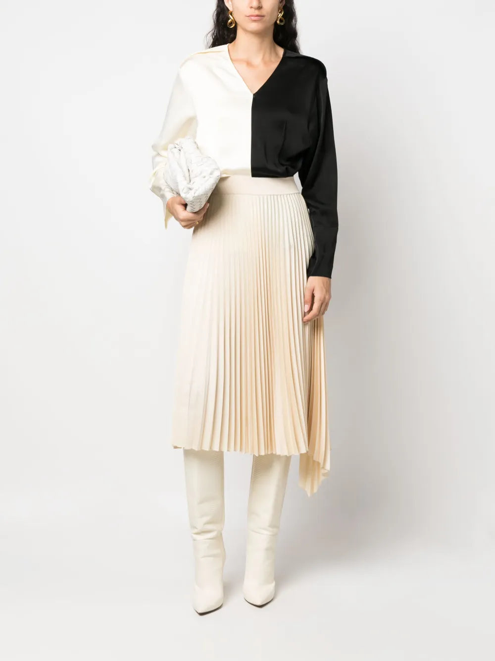 Colour-Block V-Neck Blouse