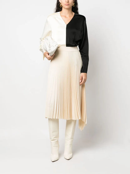 Colour-Block V-Neck Blouse