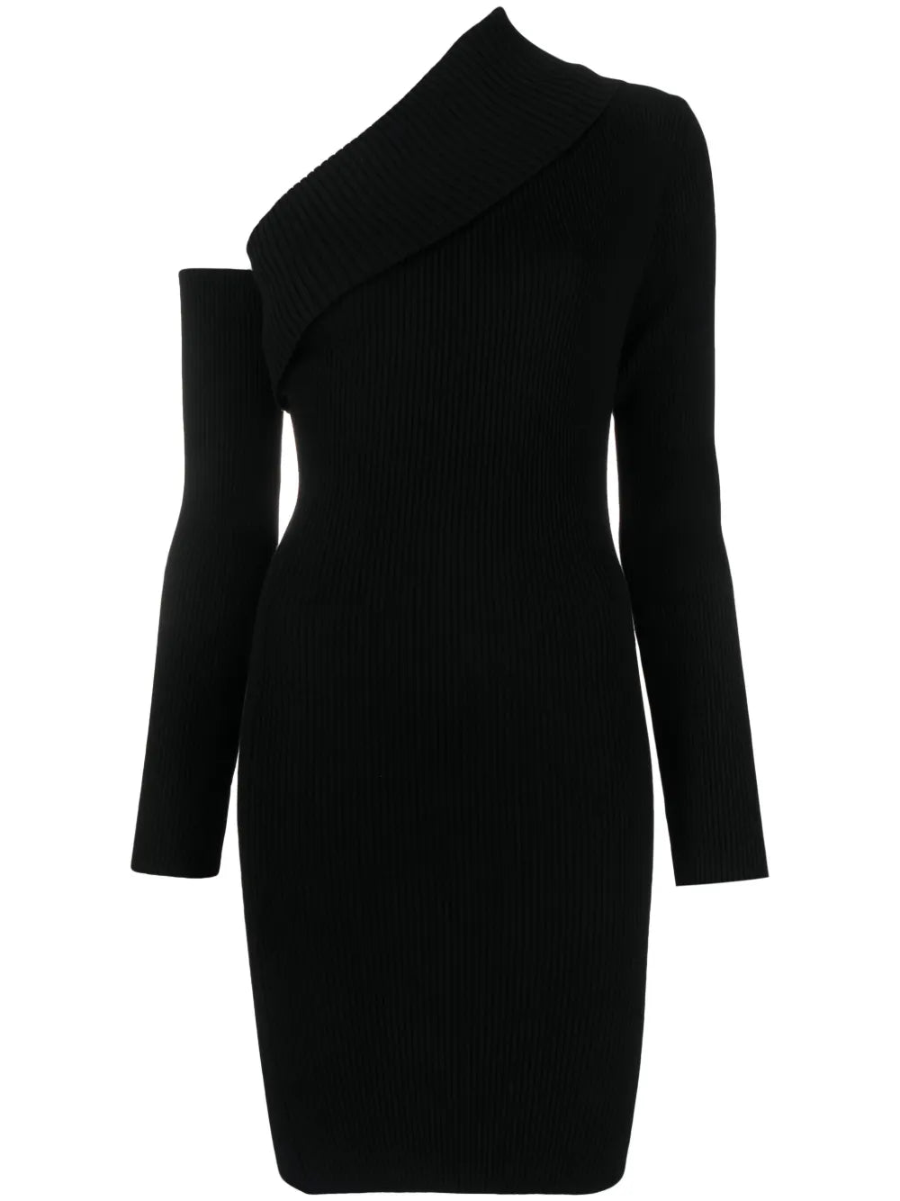 Off-Shoulder Ribbed-Knit Dress