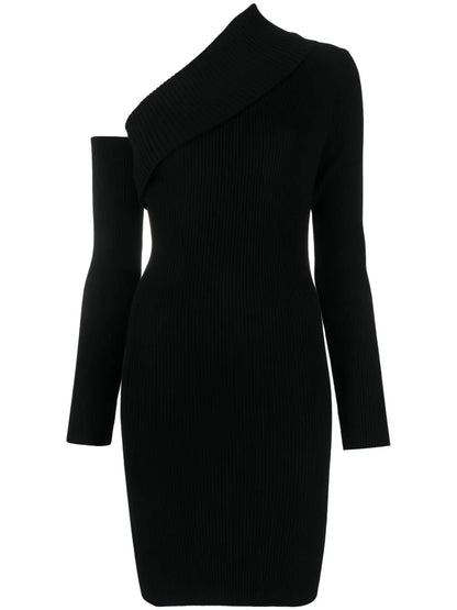 Off-Shoulder Ribbed-Knit Dress