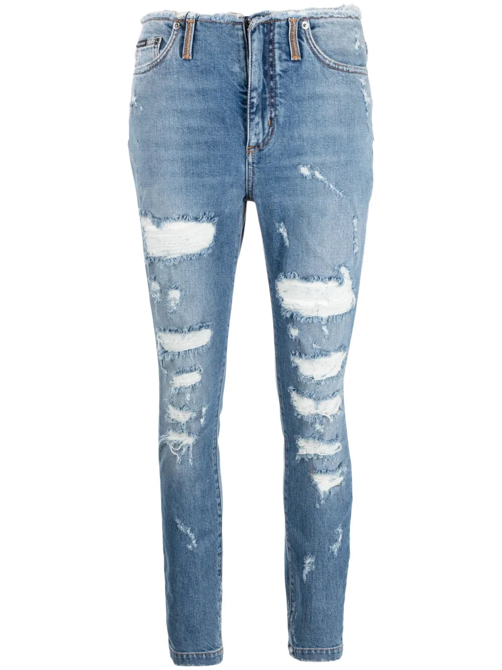 Distressed-Finish Skinny-Cut Jeans