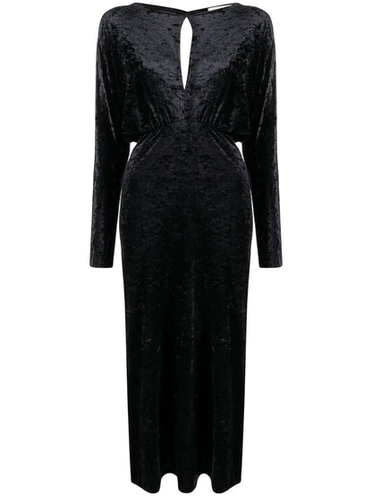 Velvet Long-Sleeve Maxi Dress