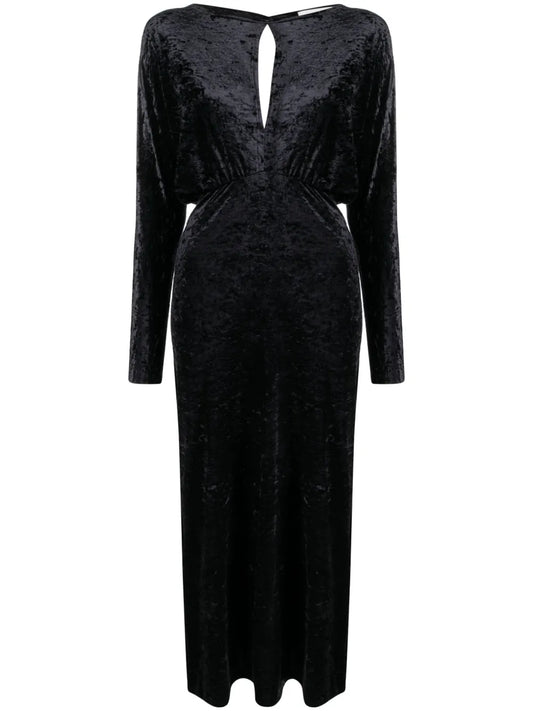 Velvet Long-Sleeve Maxi Dress