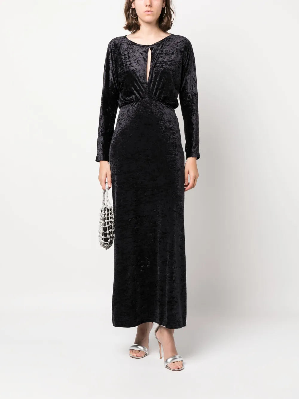 Velvet Long-Sleeve Maxi Dress