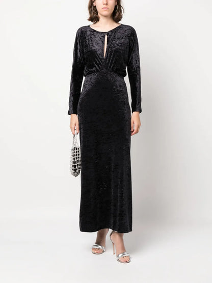 Velvet Long-Sleeve Maxi Dress