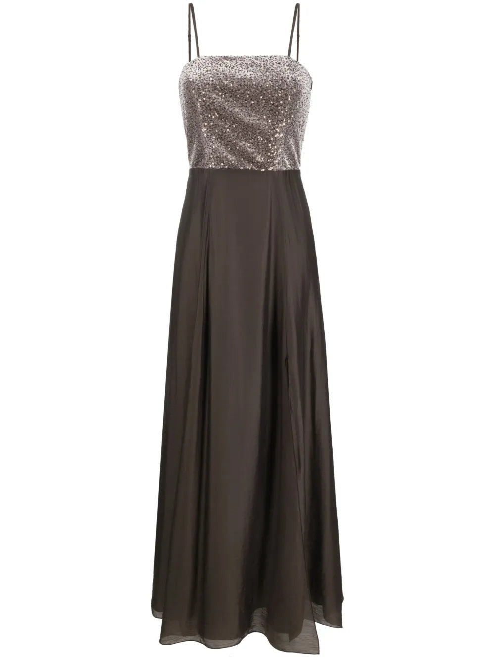 Sequin-Embellished Flared Gown