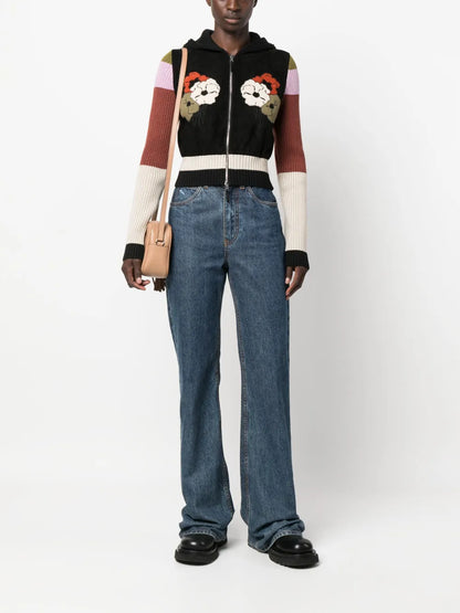 Hooded Wool Zip-Up Cardigan
