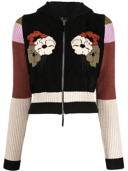 Hooded Wool Zip-Up Cardigan