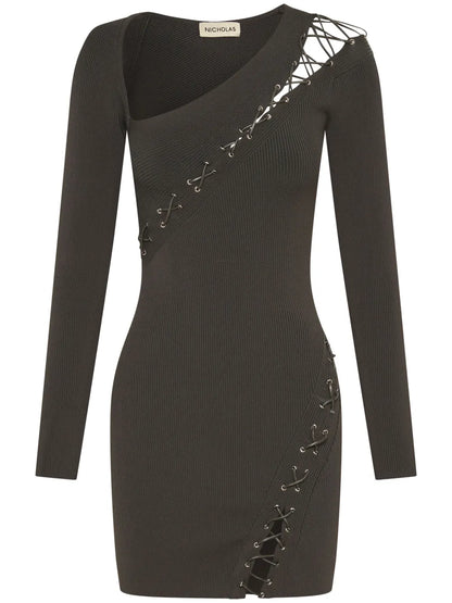 Channing Lace-Up Minidress
