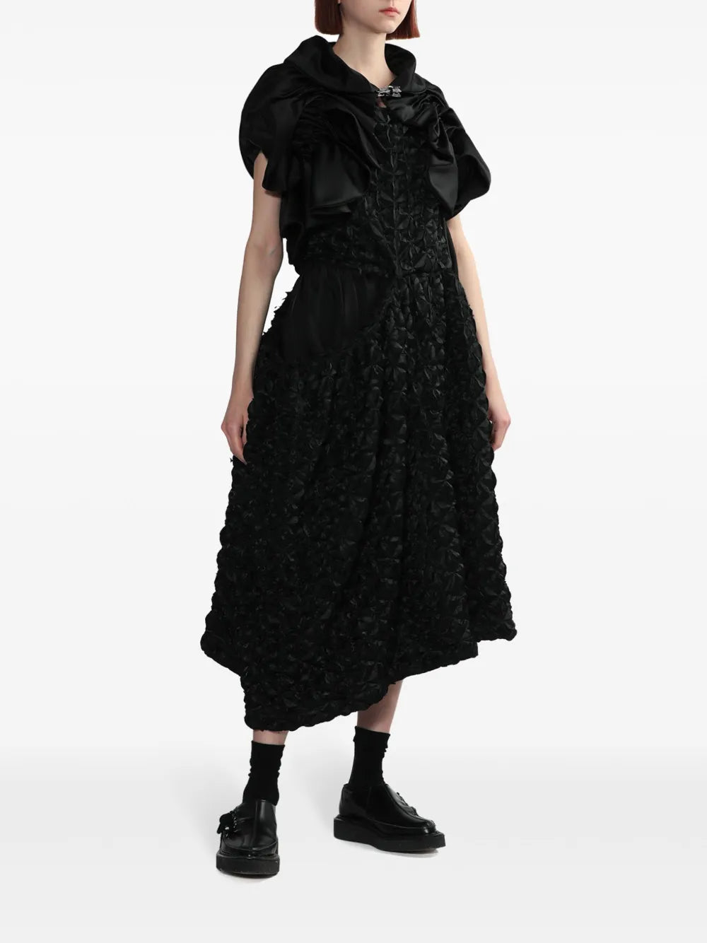 Floral-Appliqué Midi Dress