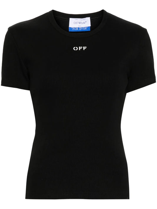 Off Stamp Ribbed-Knit Top