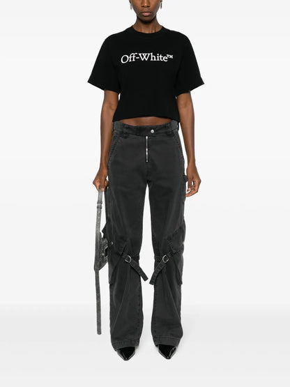Bookish Logo-Print Cropped T-Shirt