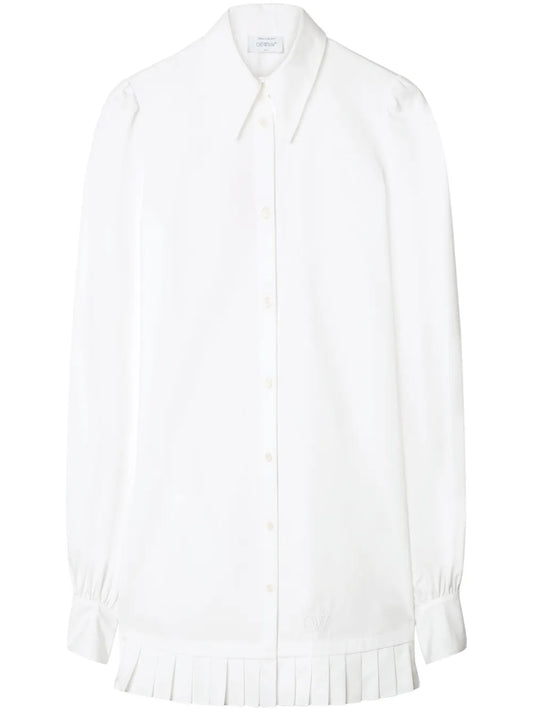 Poplin Pleated Shirt Dress