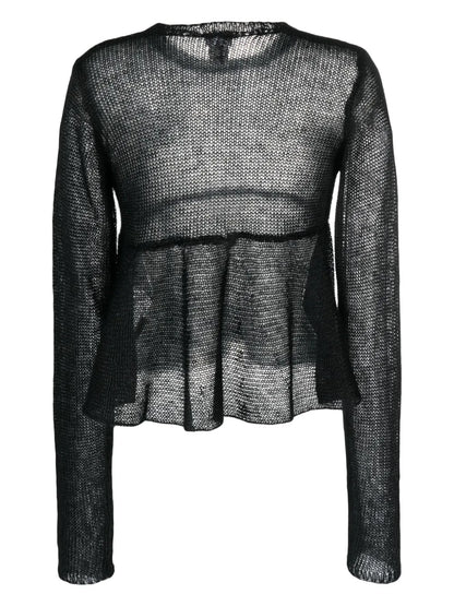Flared-Hem Open-Knit Jumper