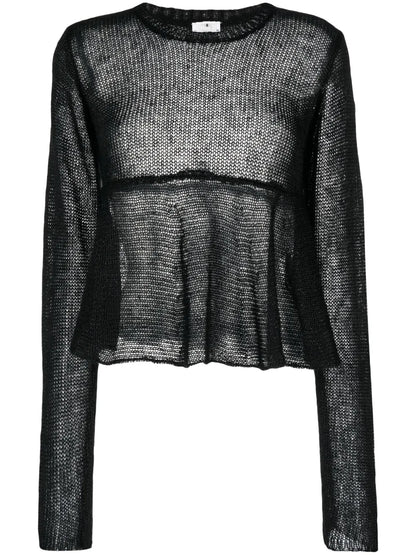 Flared-Hem Open-Knit Jumper