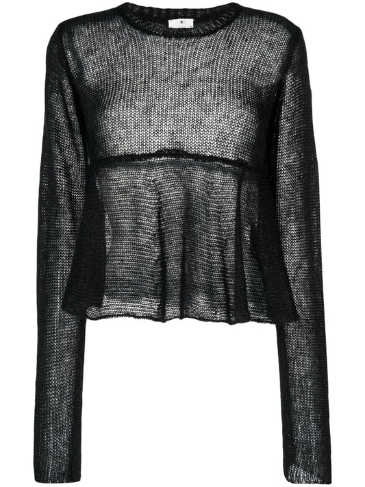 Flared-Hem Open-Knit Jumper