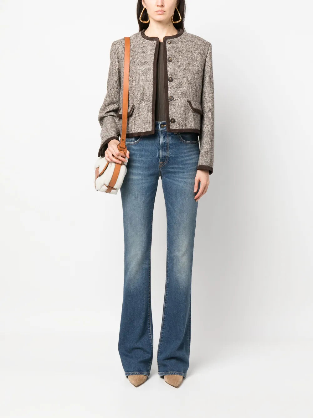Washed-Effect Wide-Leg Jeans