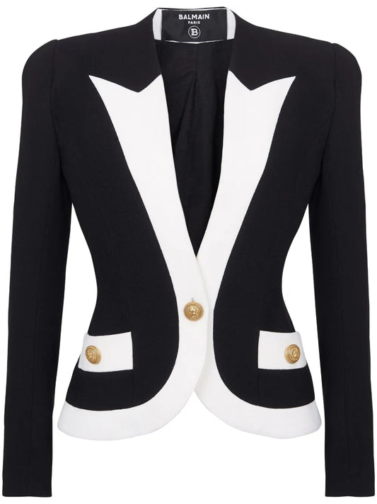 Two-Tone Crepe Blazer
