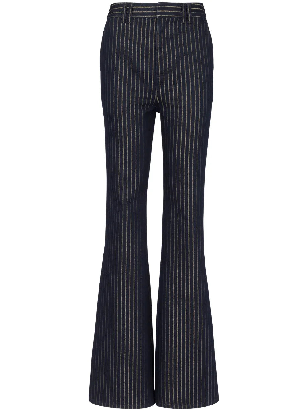 Striped High-Rise Flared Jeans