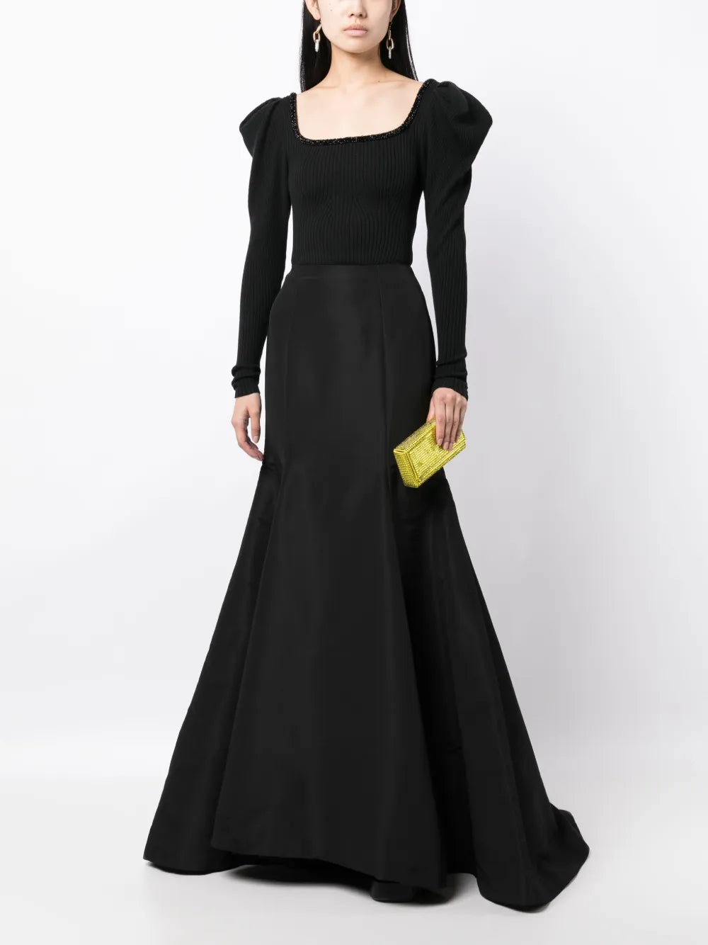 High-Waisted Trumpet Silk Skirt