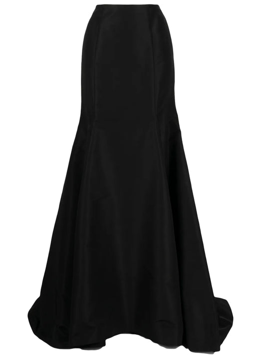 High-Waisted Trumpet Silk Skirt