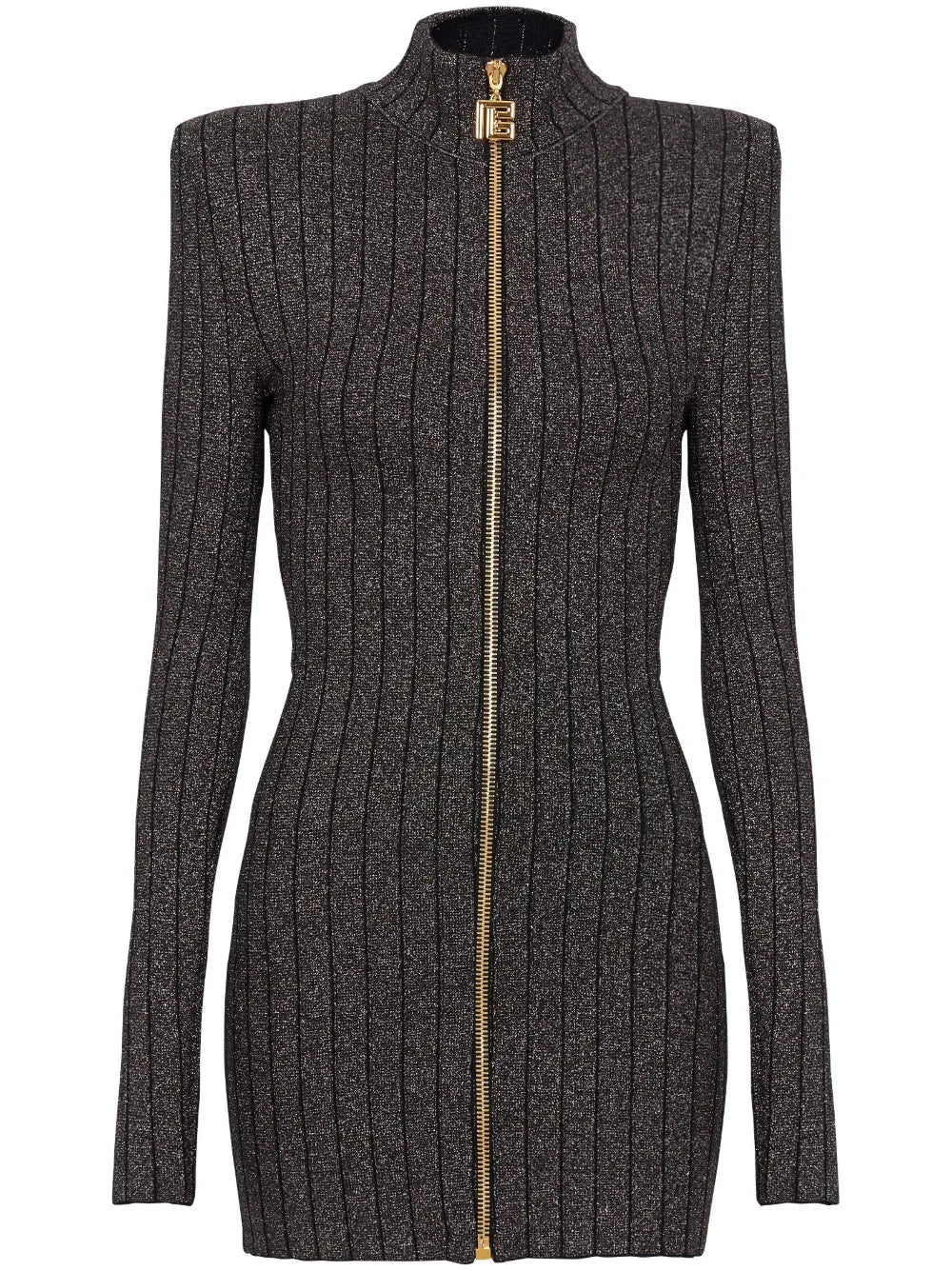 Lurex-Knit Zipped Minidress