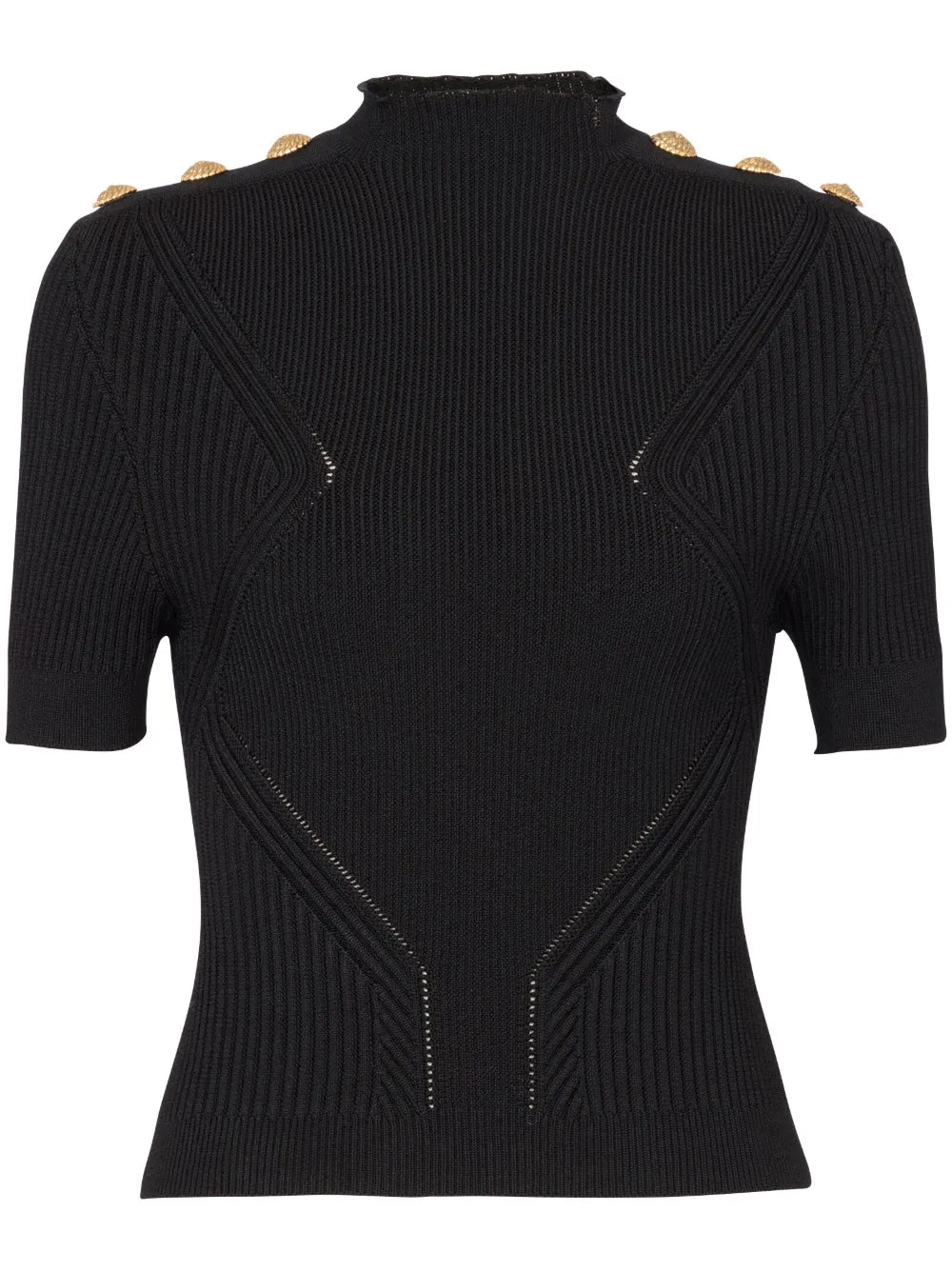 Button-Detail Ribbed Top