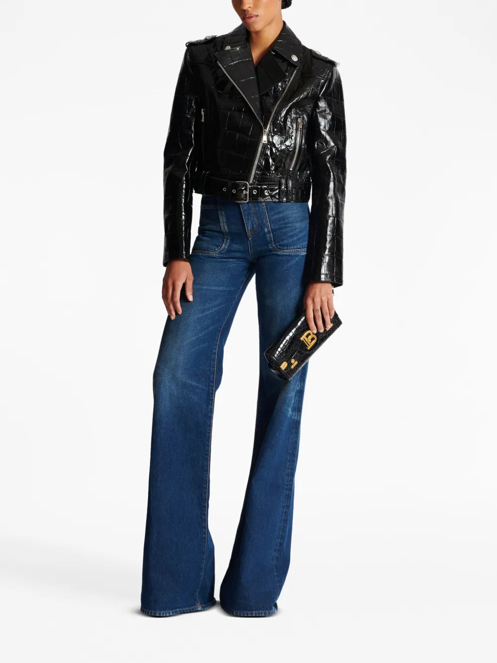 Polished-Finish Biker Jacket