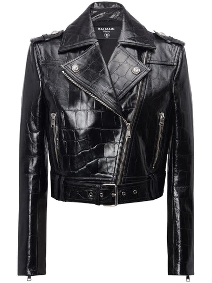 Polished-Finish Biker Jacket