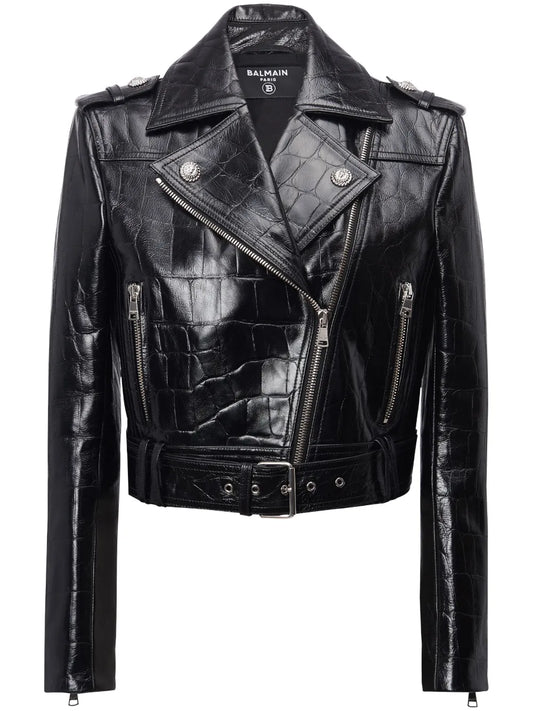 Polished-Finish Biker Jacket