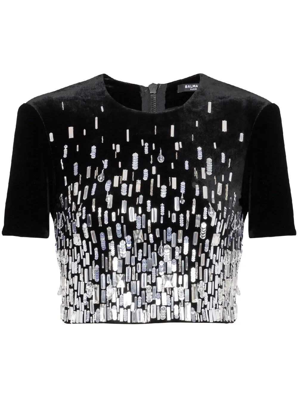 Sequin-Embellished Cropped Blouse