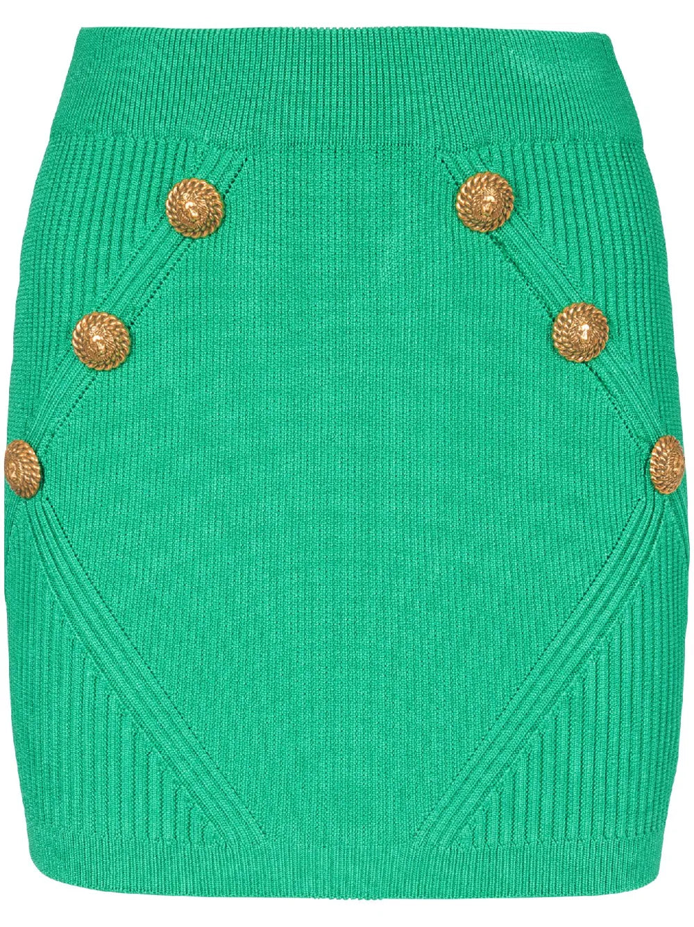 Button-Detailed Rib-Knit Skirt