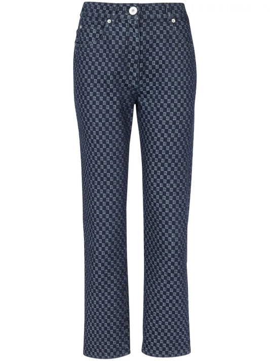 Monogram-Print Straight-Leg Jeans