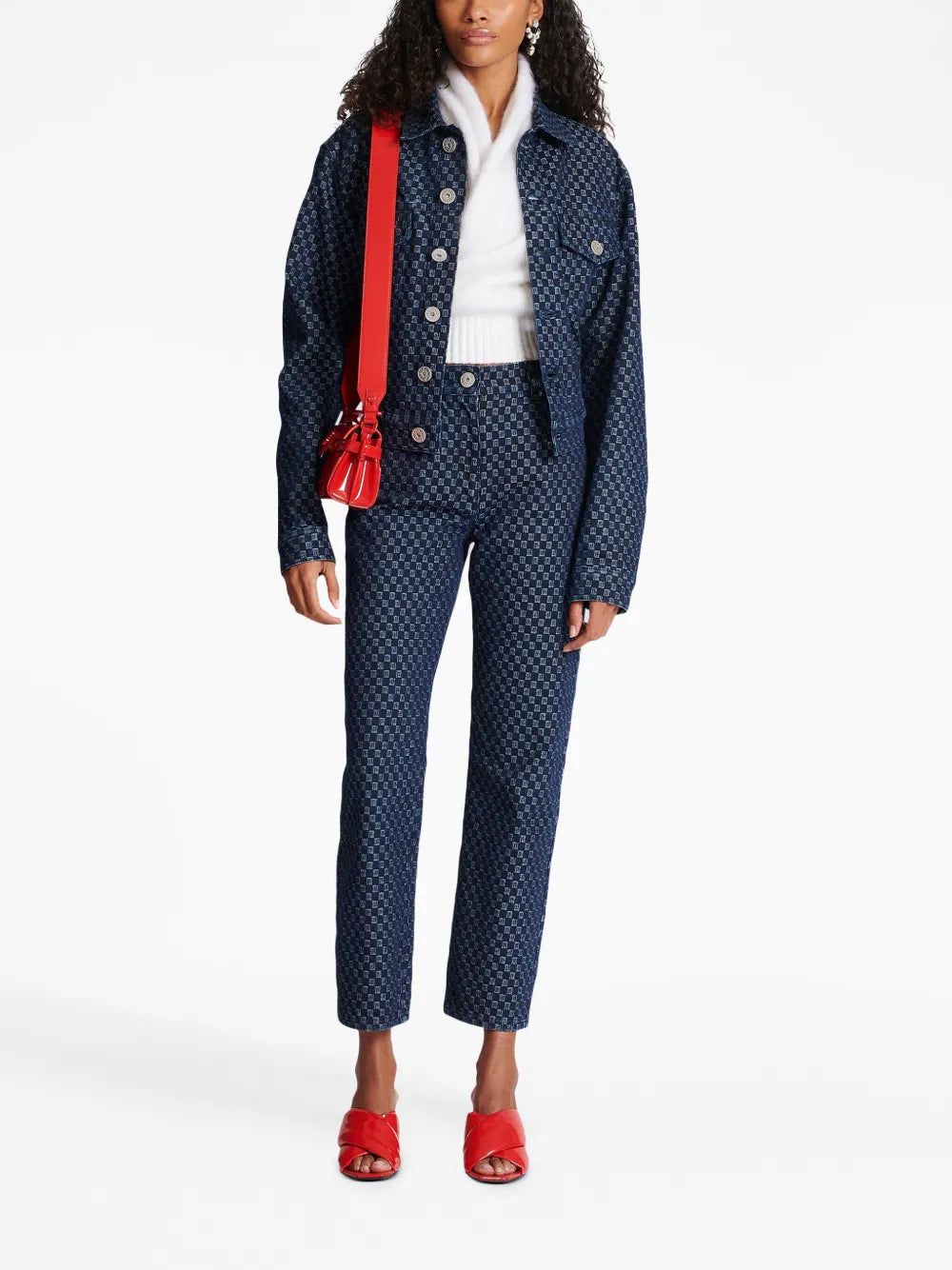 Monogram-Print Straight-Leg Jeans