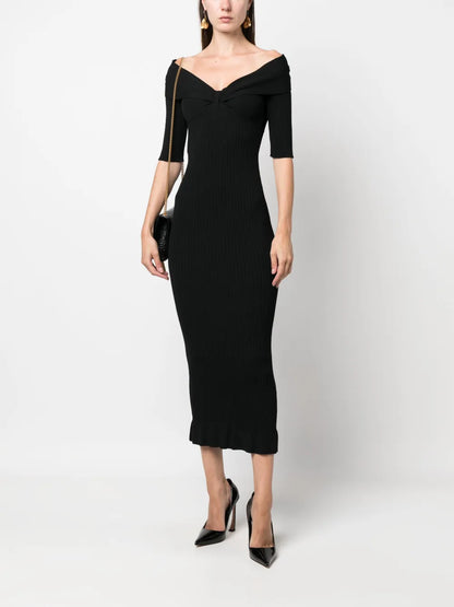 Ribbed-Knit Midi Dress