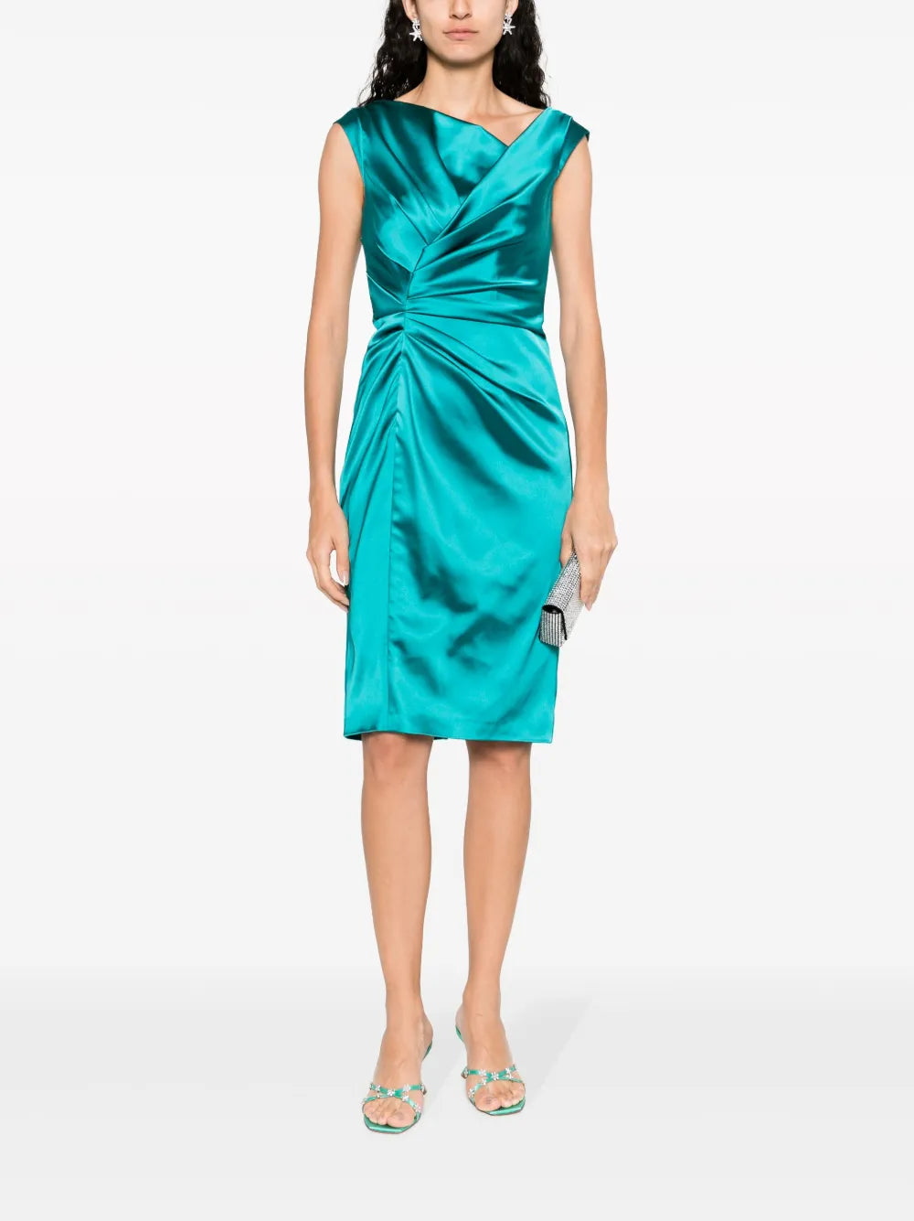 Gathered-Detail Midi Dress