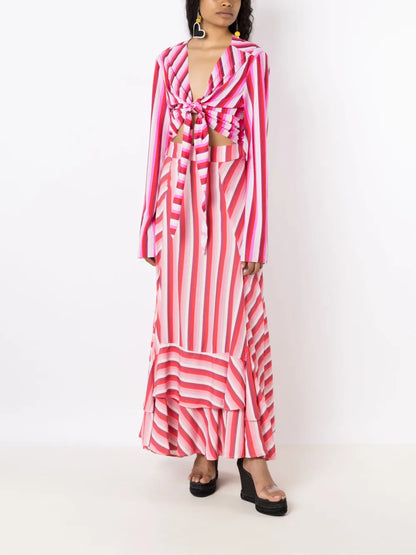 Stripe-Print Maxi Skirt