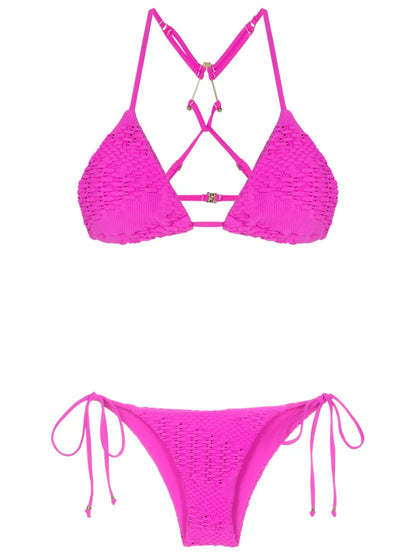 Woven-Design Triangle Bikini