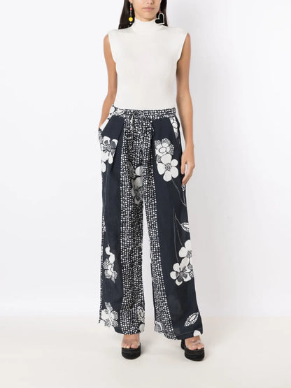 Floral-Print Straight-Leg Trousers