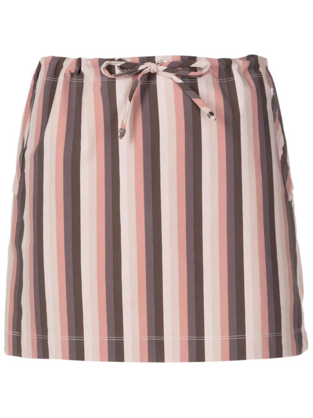 Striped Drawstring-Waist Miniskirt